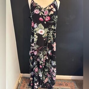 Black Floral Maxi Dress XL